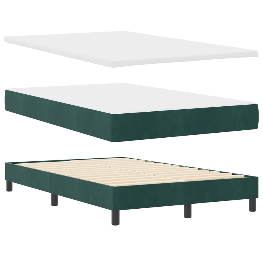 Boxspringbed Met Matras Donkergroen 120X200 Cm Velvet Blauw