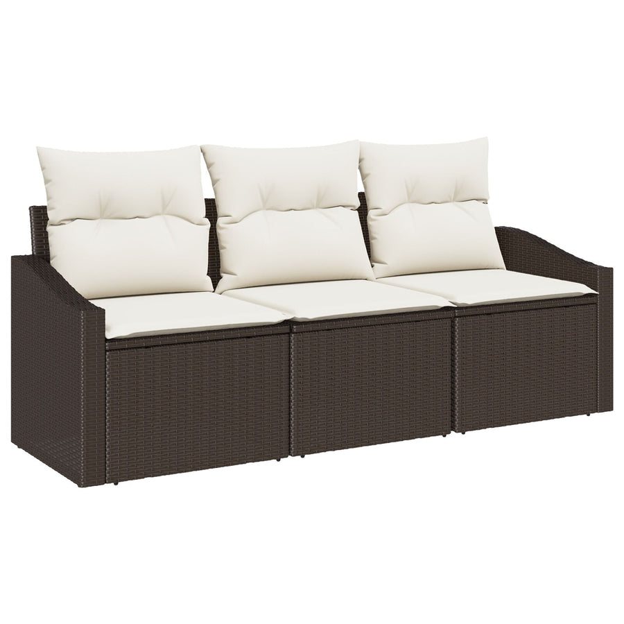 Tuinsofa Set Set Van 3 Bruin Rattan Buitensofa Rechthoekig Gegalvaniseerd Staal