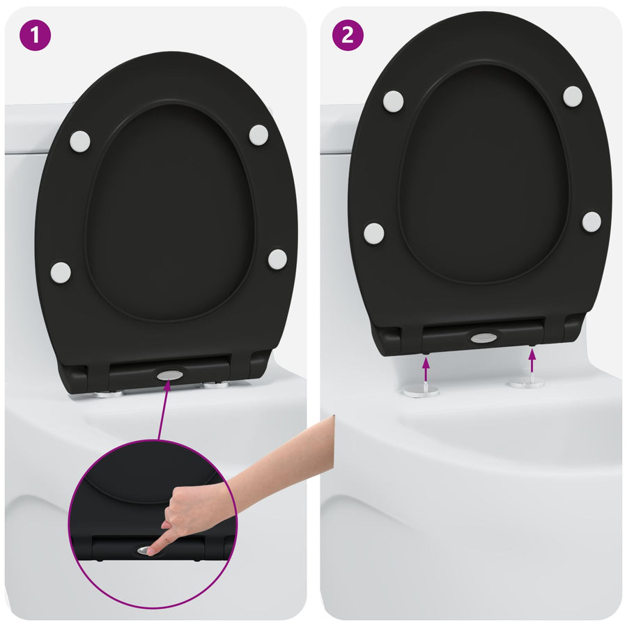 Quick Release Toiletseat Met Soft Close Duroplast Zwart