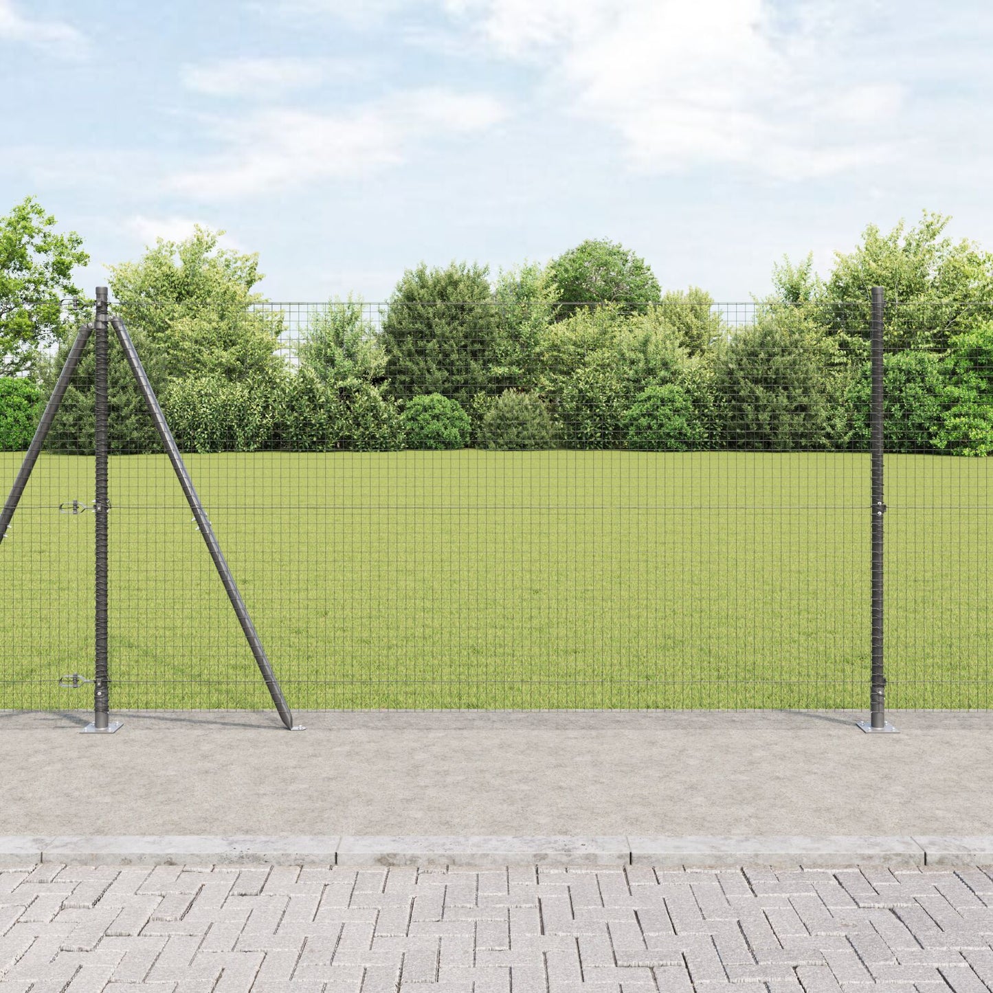 Gelaste Draadhek Met 7 Flenspalen Grijs 1,2X10 M Staal Gegalvaniseerd Staal