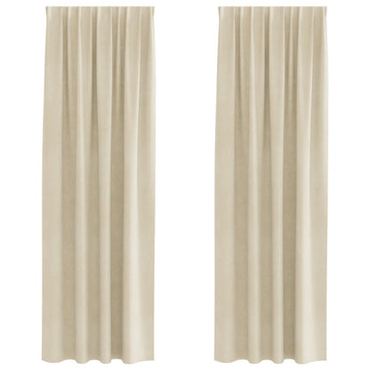 Blackout Gordijnen Met Boven Tape 2 Stuks Velvet Crème 140 x 245 cm met genaaid touw