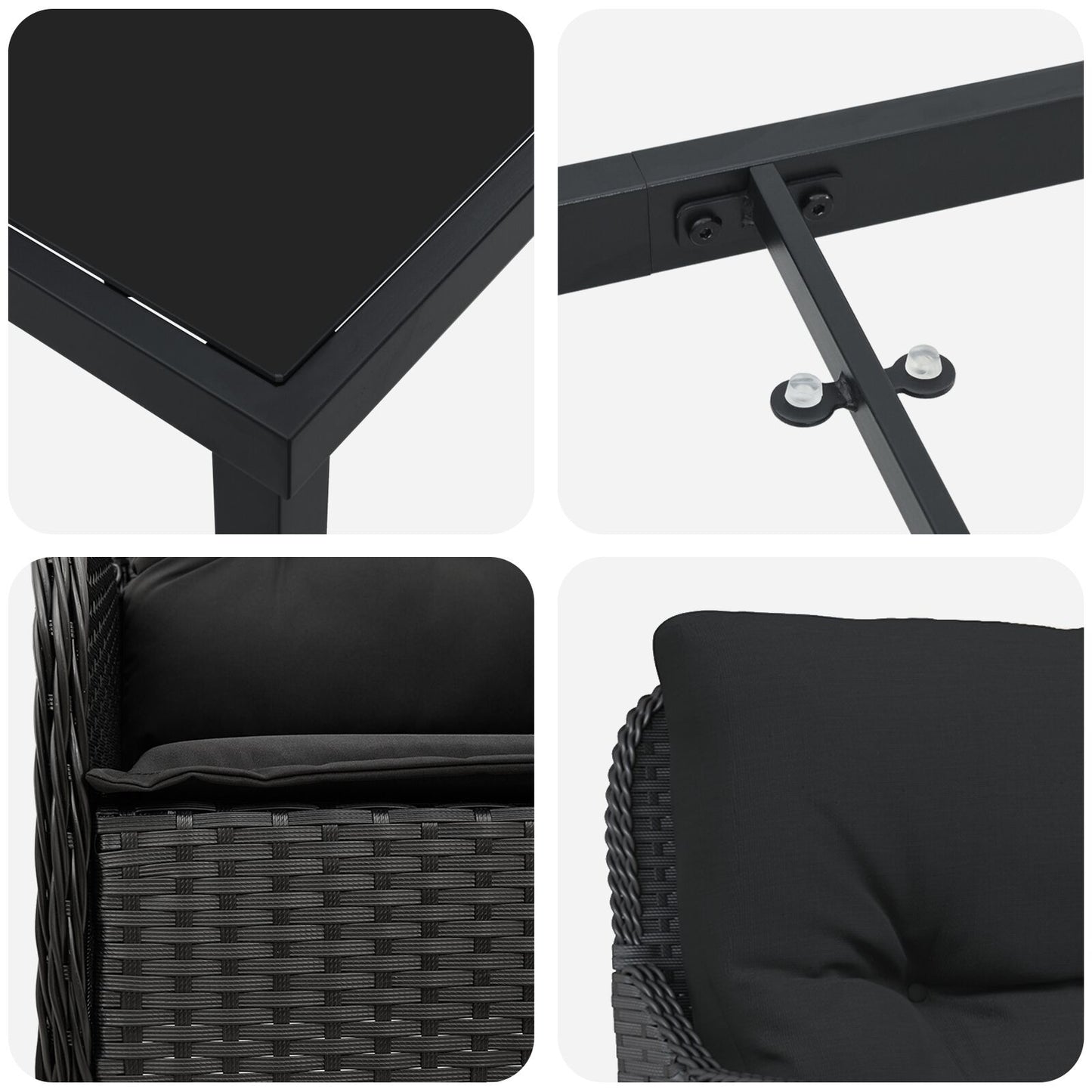 5-Delige Tuinset Met Kussens Zwart Poly Rattan