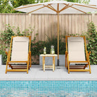 Beach Chair 2 pcs Brown 61.5 x 123 x 82cm Solid acacia wood