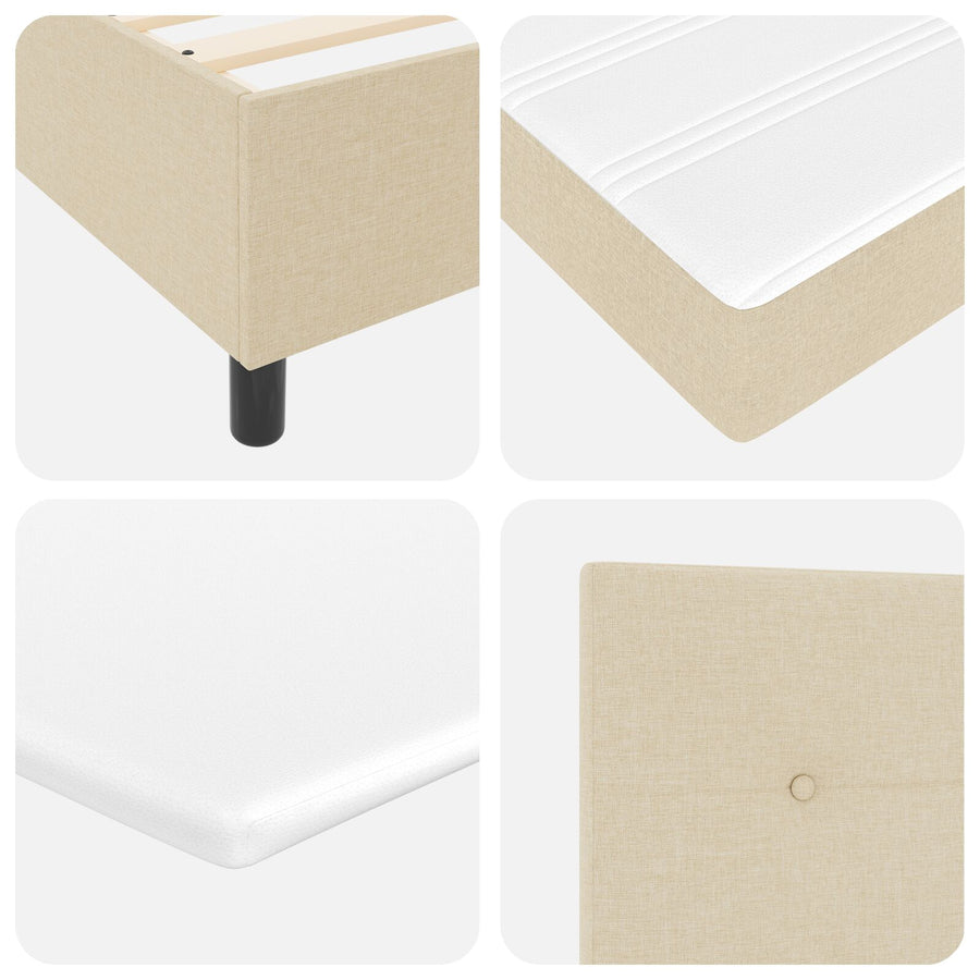 Boxspringbed Met Matras & Bank Stof Crème 200 x 200 cm Met knopen
