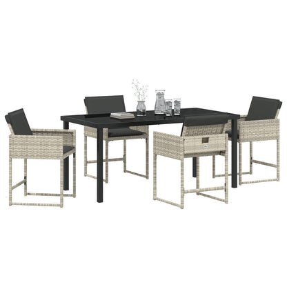 5-Delige Tuinset Met Kussens Lichtgrijs Poly Rattan
