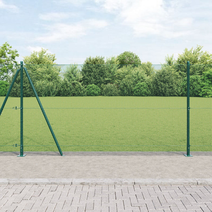 Gelaste Draadhek Met 13 Flanged Palen Groen 1.2X50 M Staal Gegalvaniseerd Staal