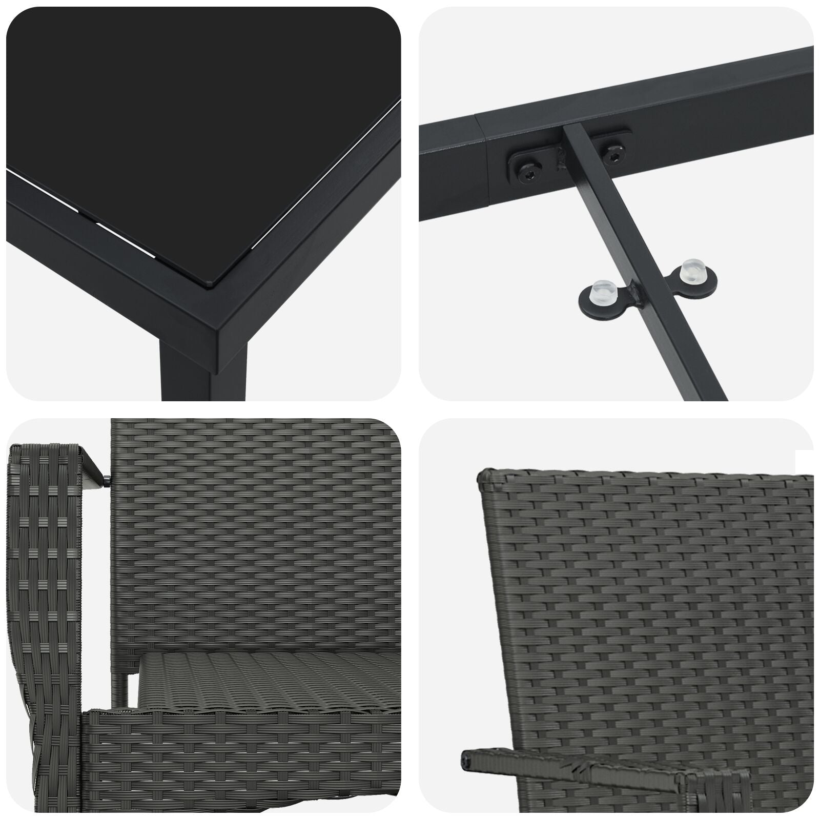 5-Delig Tuin Eetset Met Kussens Zwart Poly Rattan