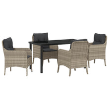 5 Delige Tuin Eettafel Set Met Kussens Lichtgrijs Poly Rattan