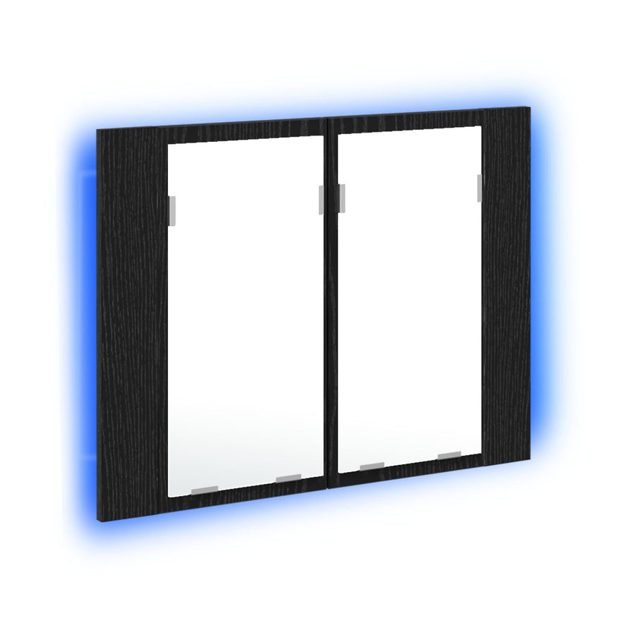 Led Spiegelkast Voor In De Badkamer Zwart Eiken 60X12X45 Cm Gelaagd Hout