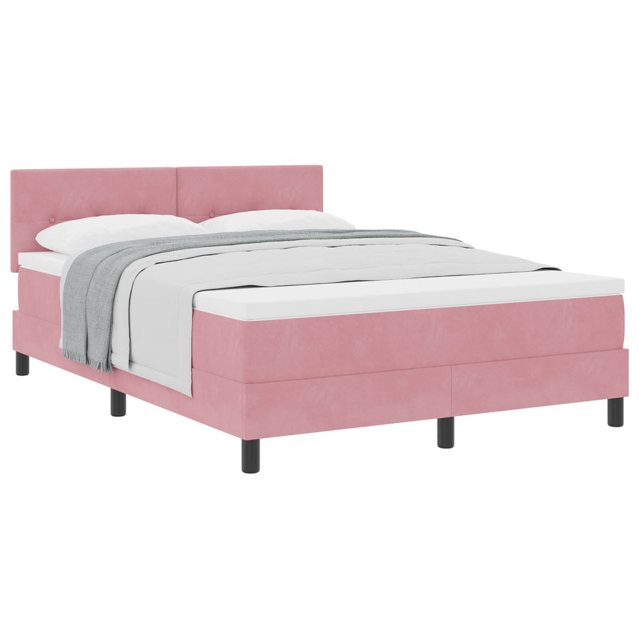 Boxspringbed Met Matras Roze 140X200 Cm Fluweel Blauw
