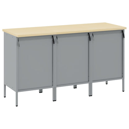 3-Delige Werkkast Set En Grijs Van Geengineerd Hout En Staal 3x (84/84/85 cm) Zwart 3x kast