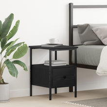 Nachtkastje Zwart Eiken 34X36X50 Cm Geengineerd Hout En Staal