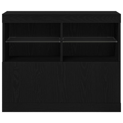 Dressoir Met Led Verlichting 81X37X67 Cm Zwart eiken
