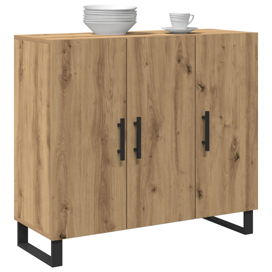 Dressoir Met 3 Deuren Artisan Eikenhout 90X34X80 Cm Gelaagd Hout