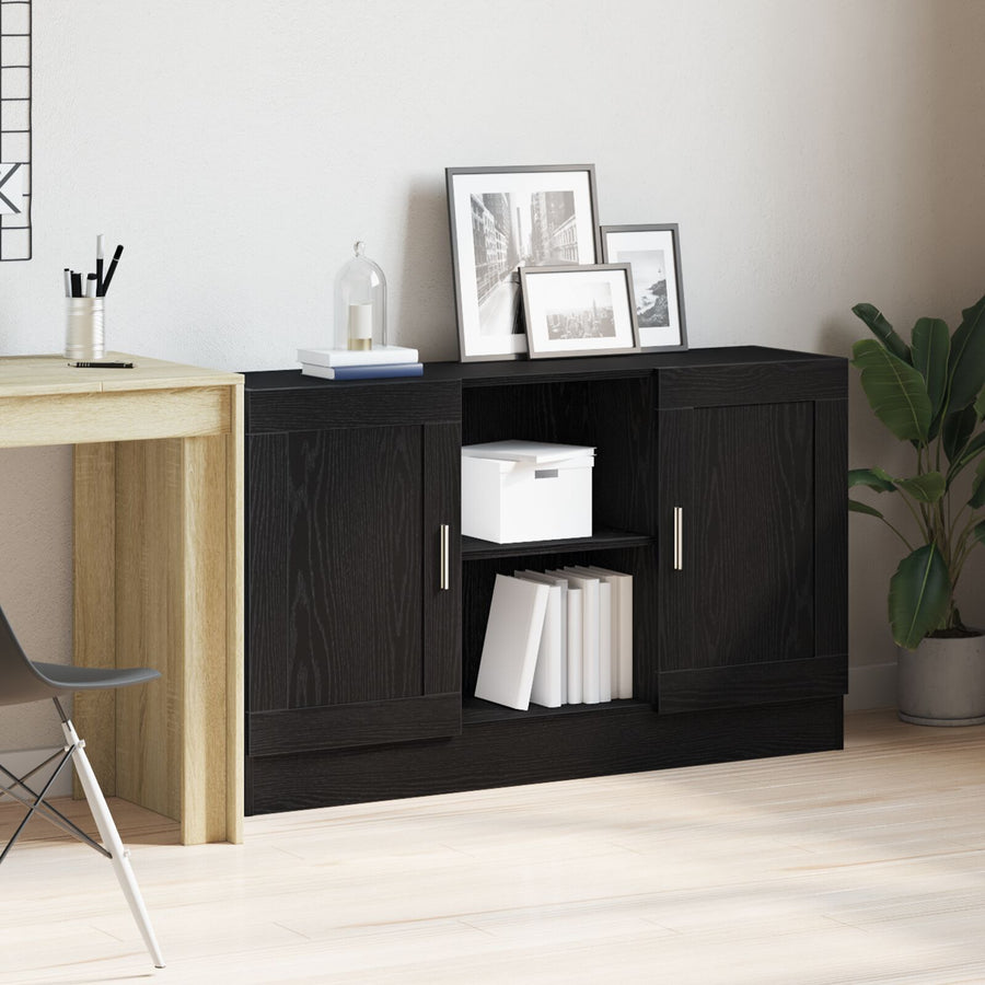 Zwart Eiken Sideboard 120X30,5X70 Cm Van Geengineerd Hout