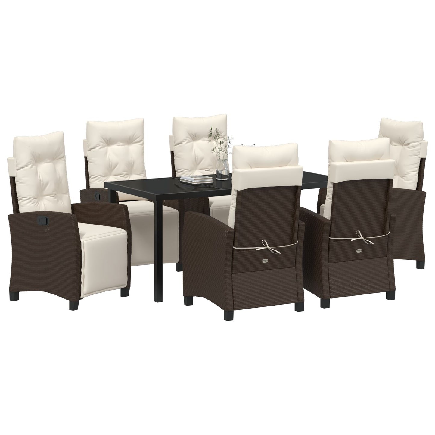 7 Stuks Tuin Eetset Bruin Poly Rattan