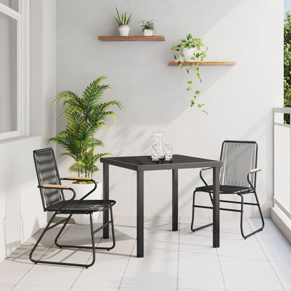 3-Delige Tuin Eetset Zwart Pvc Rattan
