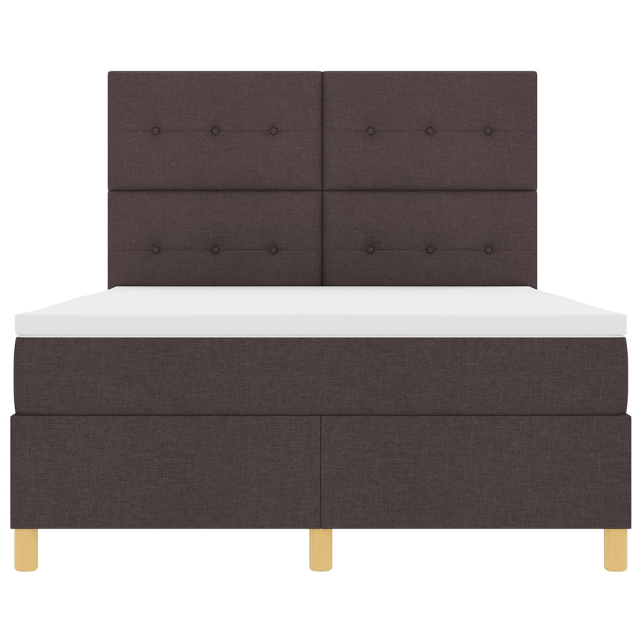 Boxspringbed Met Matras Donker Bruin 160X200 Cm Stof Blauw