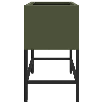 Verhoogde Tuinbak Olijfgroen Staal Olijf groen 60 x 26 x 45 cm
