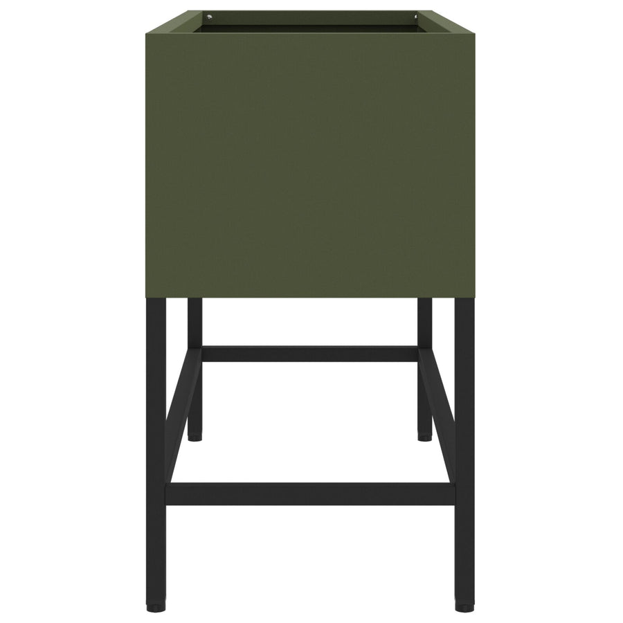 Verhoogde Tuinbak Olijfgroen Staal Olijf groen 60 x 26 x 45 cm