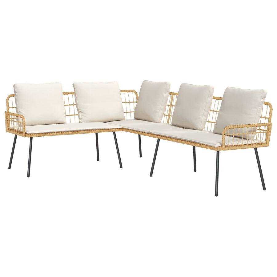 L-Vormige Bank Lijk 231X173X78 Cm Poly Rattan Natuur en crème