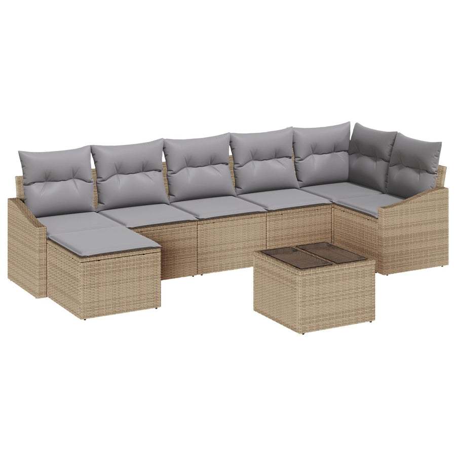8-Delige Tuin Sofa Set Met Kussens Zwart Poly Rattan