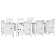 9 Persoons Tuin Eettafel Set Met Kussens Wit Poly Rattan