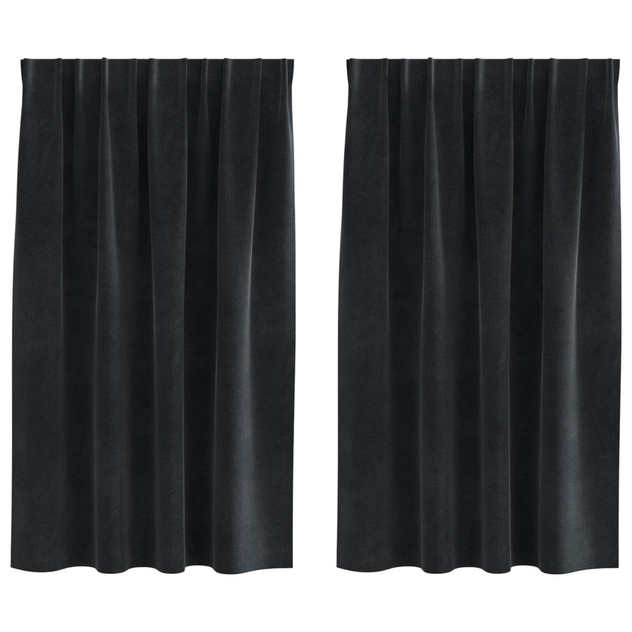 E Gordijnen Met Bovenband 2 Stuks Fluweel Zwart 140 x 140 cm met tape