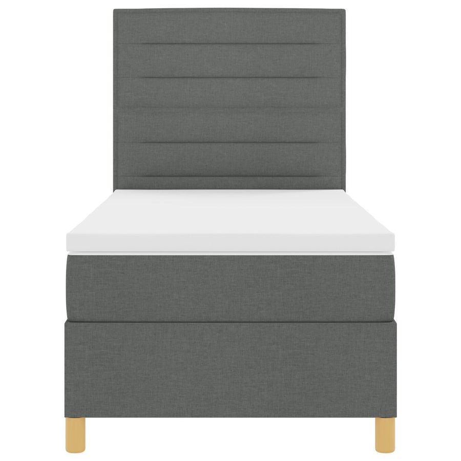Boxspringbed Met Matras Donkergrijs 100X200 Cm Stof Blauw