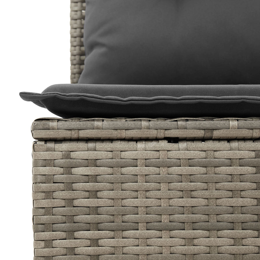 10-Delige Tuinbankset Met Kussens Grijs Poly Rattan