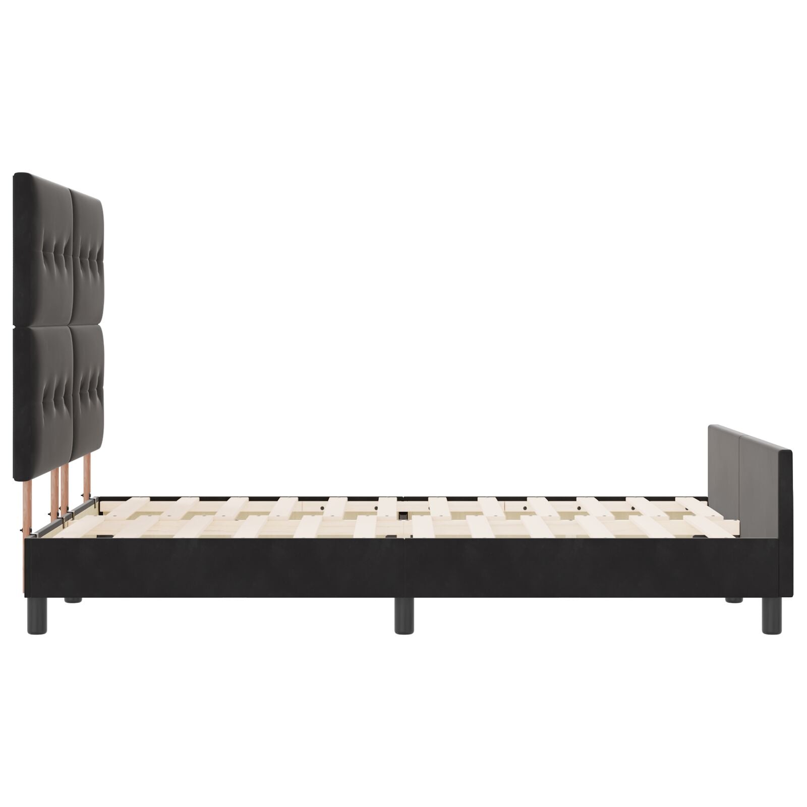 Bedframe Zwart 140X200 Cm Velvet Crème