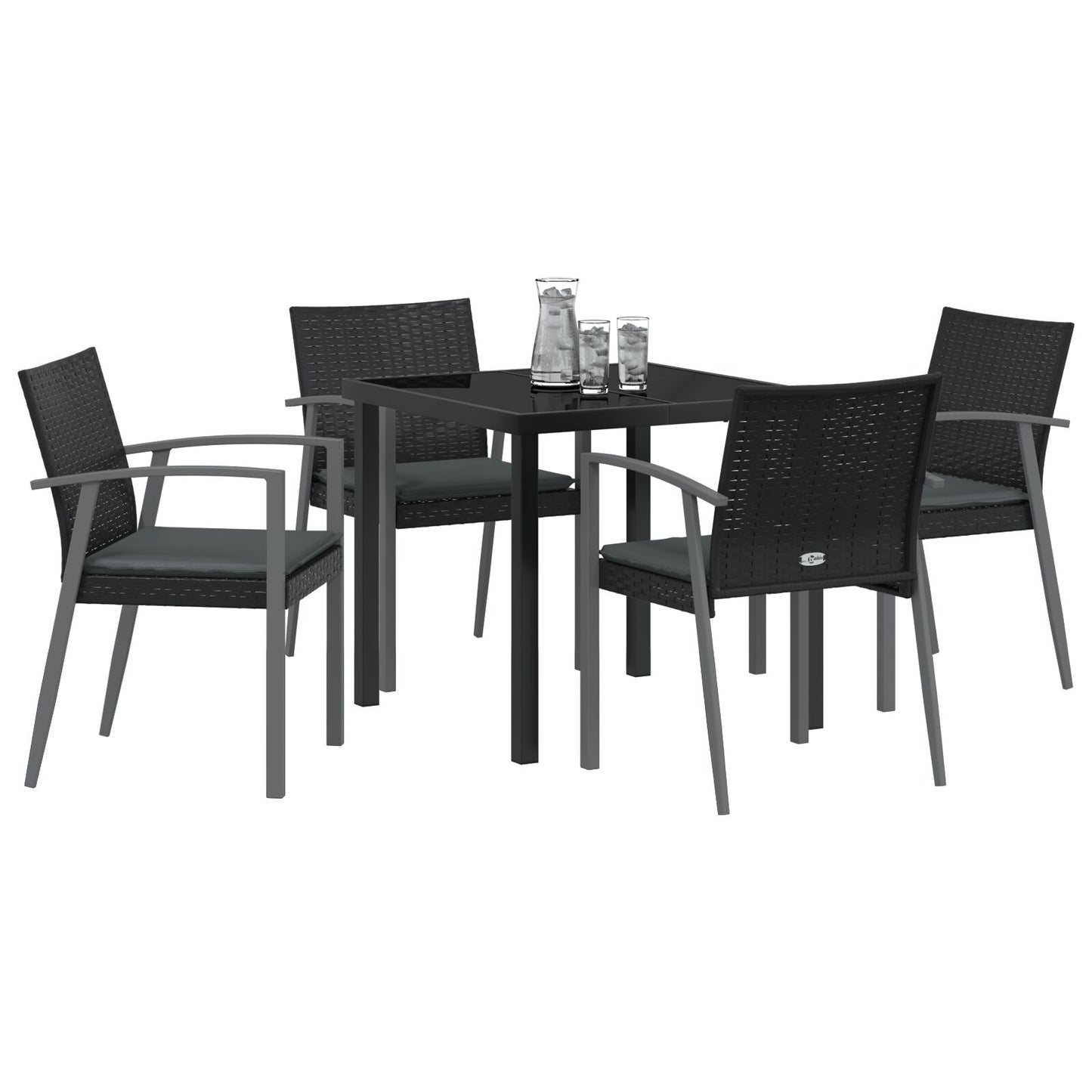 Set Van 3 Zwart Poly Rattan, Staal Standaardmaat Ergonomisch