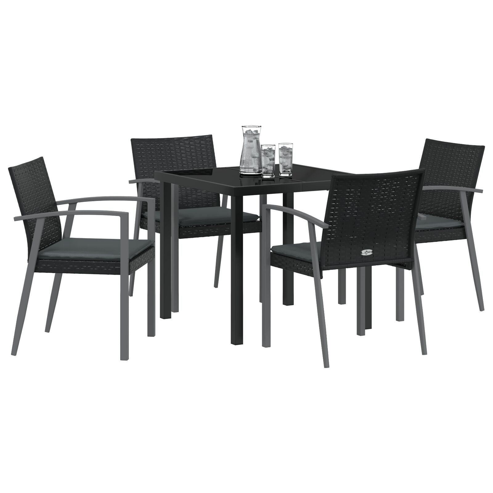 Set Van 3 Zwart Poly Rattan, Staal Standaardmaat Ergonomisch