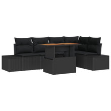 6-Delige Tuin Sofa Set Met Kussens Zwart Poly Rattan