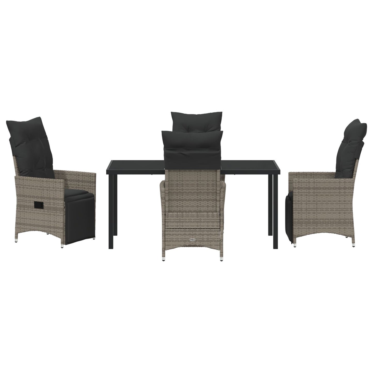5-Delige Tuin Eetset Met Kussens Grijs Poly Rattan