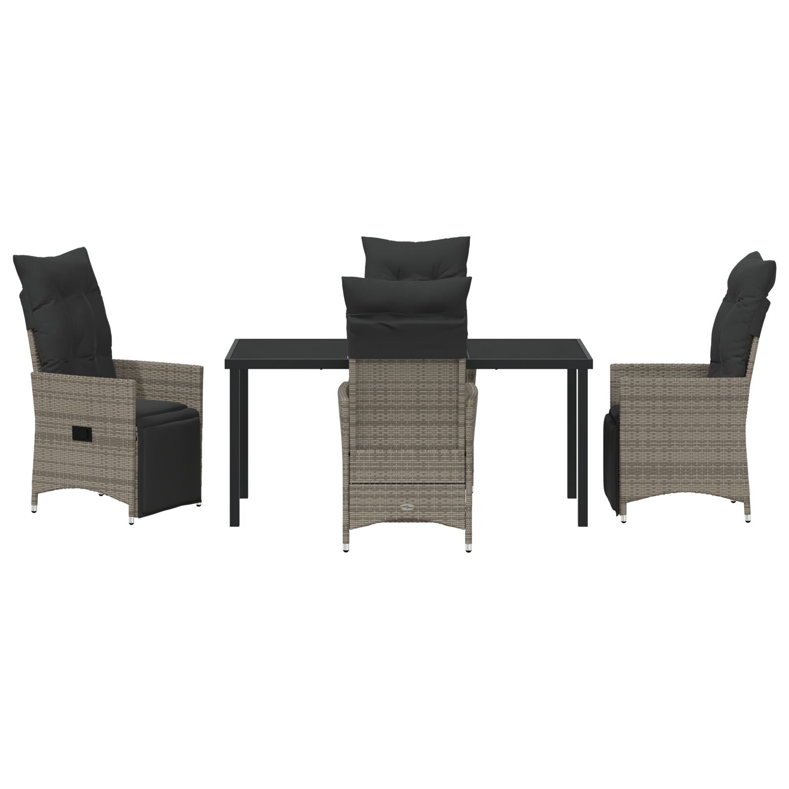 5-Delige Tuin Eetset Met Kussens Grijs Poly Rattan
