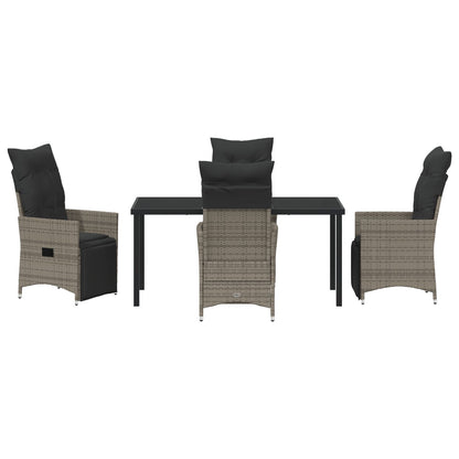 5-Delige Tuin Eetset Met Kussens Grijs Poly Rattan