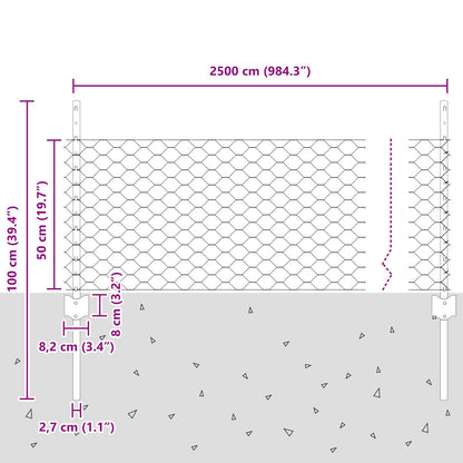 Tuinhek Set Set Van 2 Gegalvaniseerd Staal 25 X 0.5 M Duurzaam