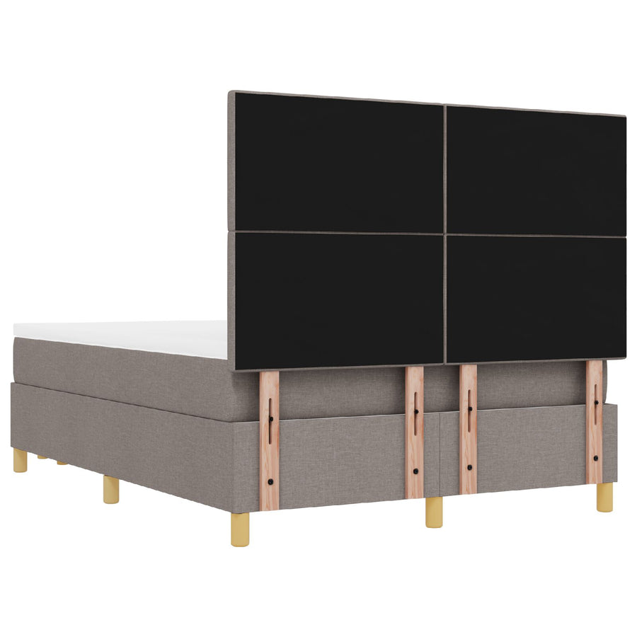 Boxspringbed Met Matras & Bank Stof Taupe 140 x 190 cm Knoopgeknopt