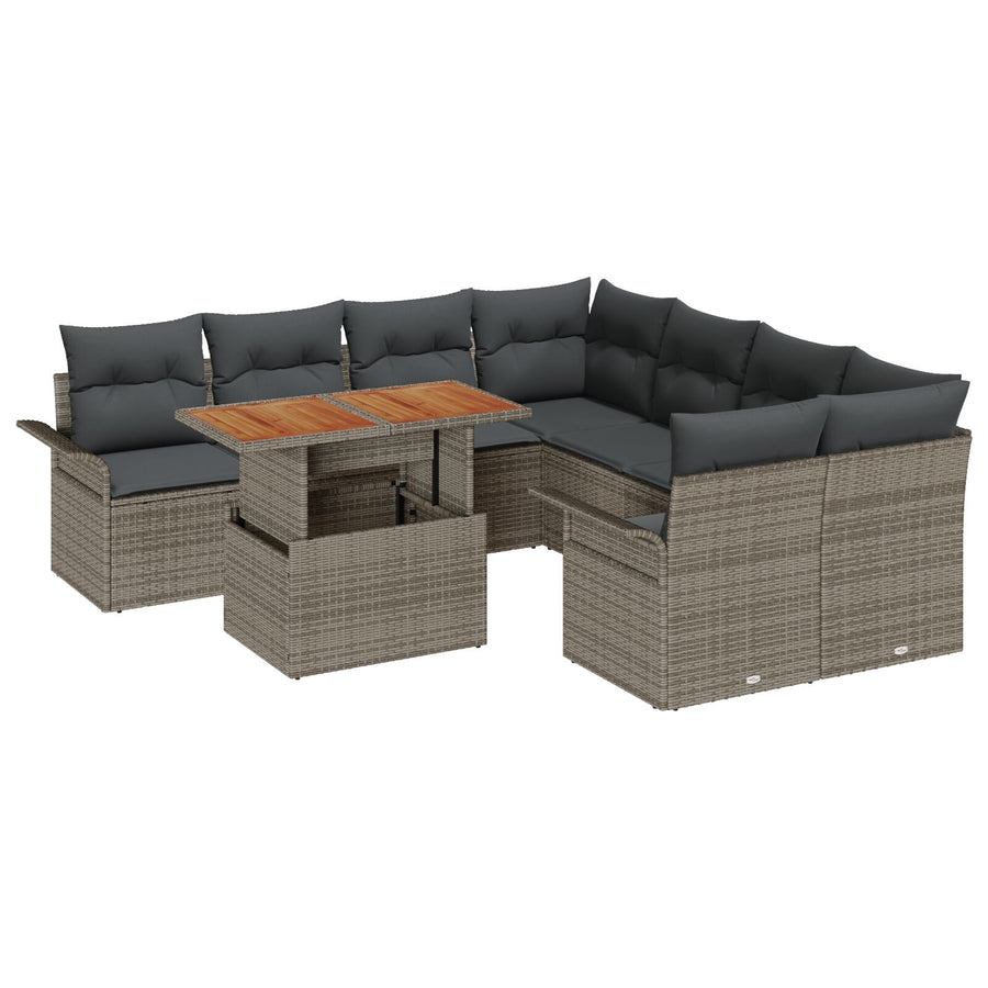 Tuin Sofa Set Set Van 9 Grijs Rattan Tuin Sofa Set Rechthoekig