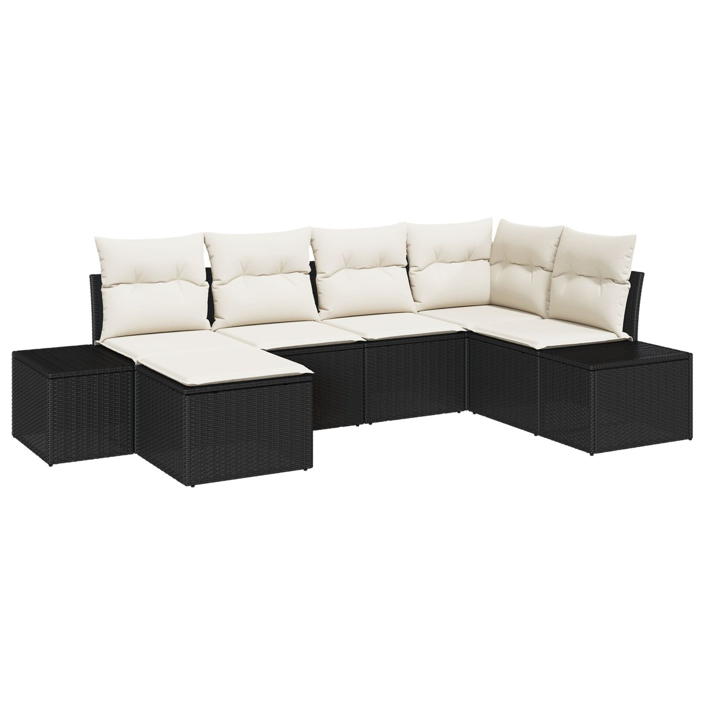 6 Delige Tuin Sofa Set Met Kussens Zwart Poly Rattan
