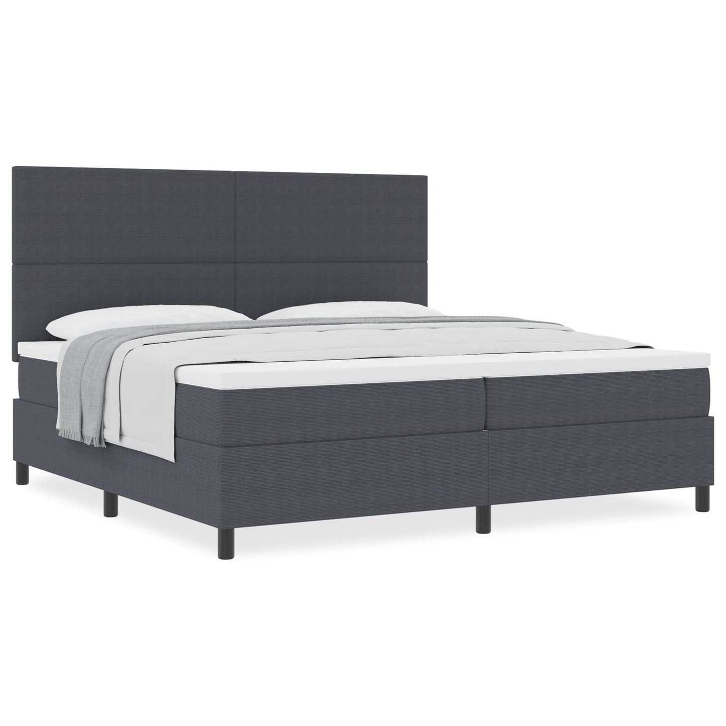 Boxspring Bed Met Matras Donkergrijs 200X200 Cm Corduroy Stof