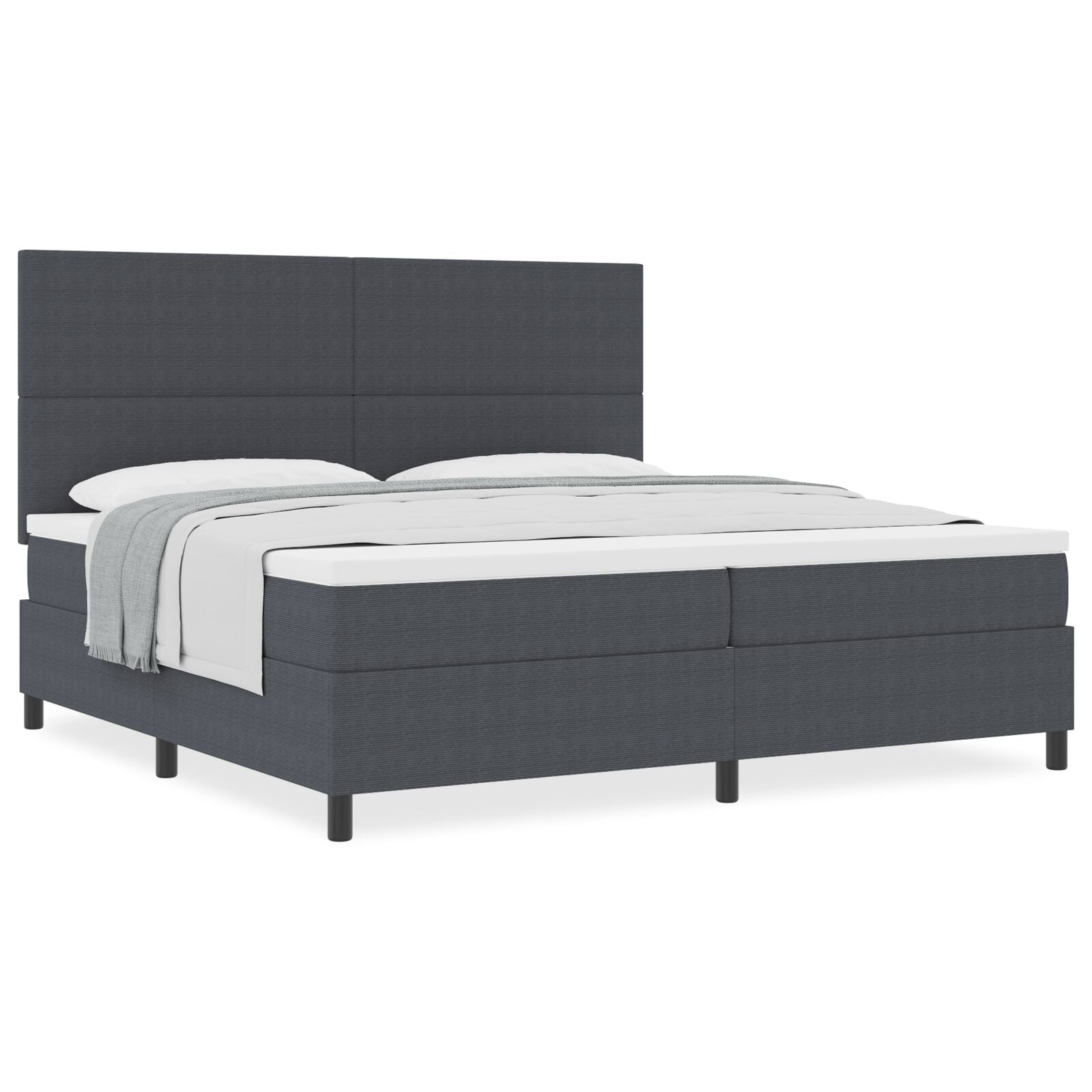 Boxspring Bed Met Matras Donkergrijs 200X200 Cm Corduroy Stof