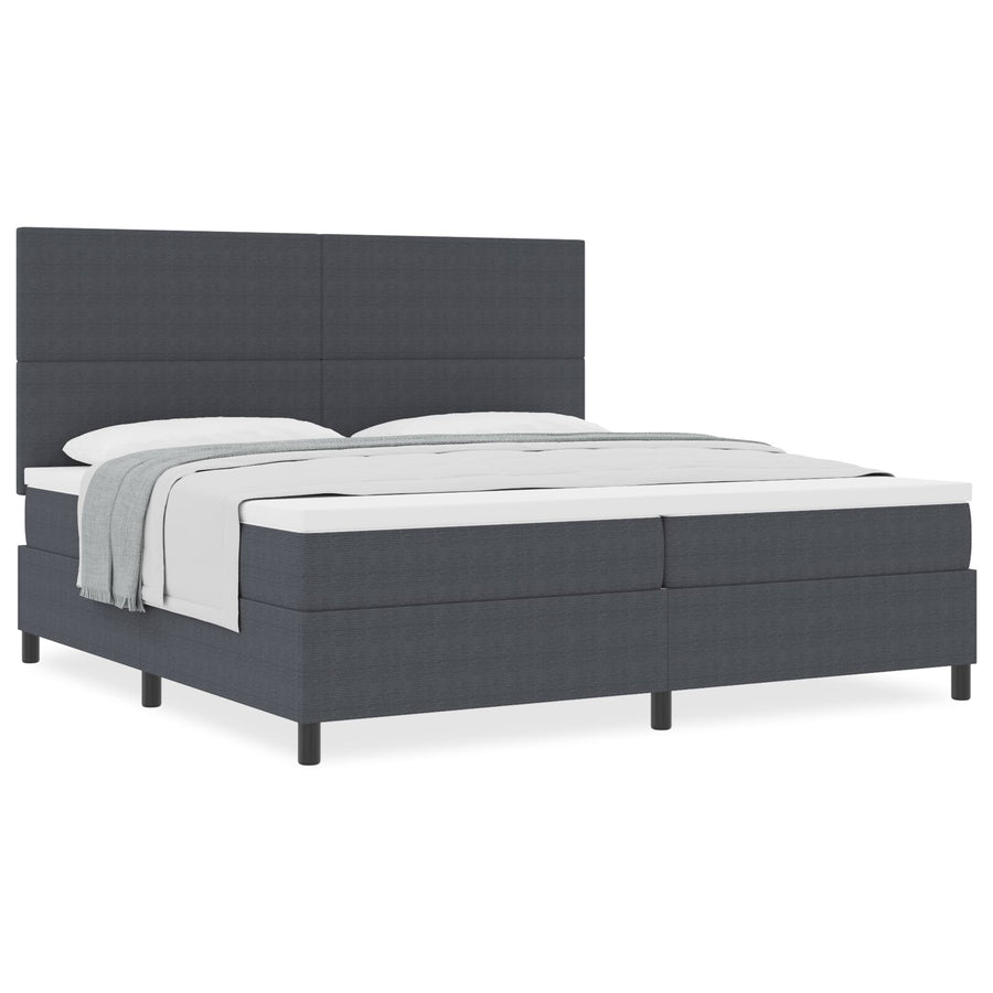 Boxspring Bed Met Matras Donkergrijs 200X200 Cm Corduroy Stof