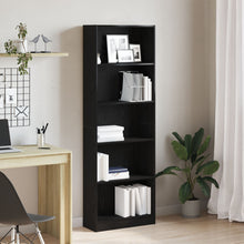 Zwarte Eiken Boekenkast - 60X24X176 Cm