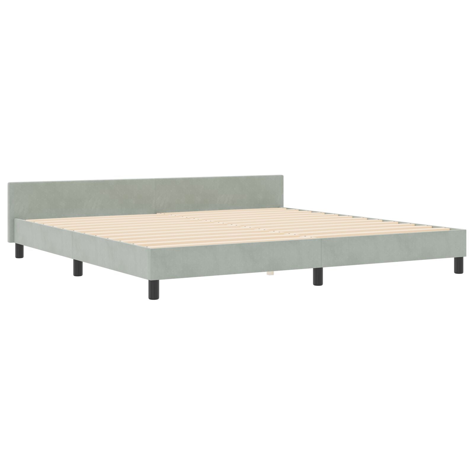 Bedframe Lichtgrijs 200X200 Cm Fluweel Crème