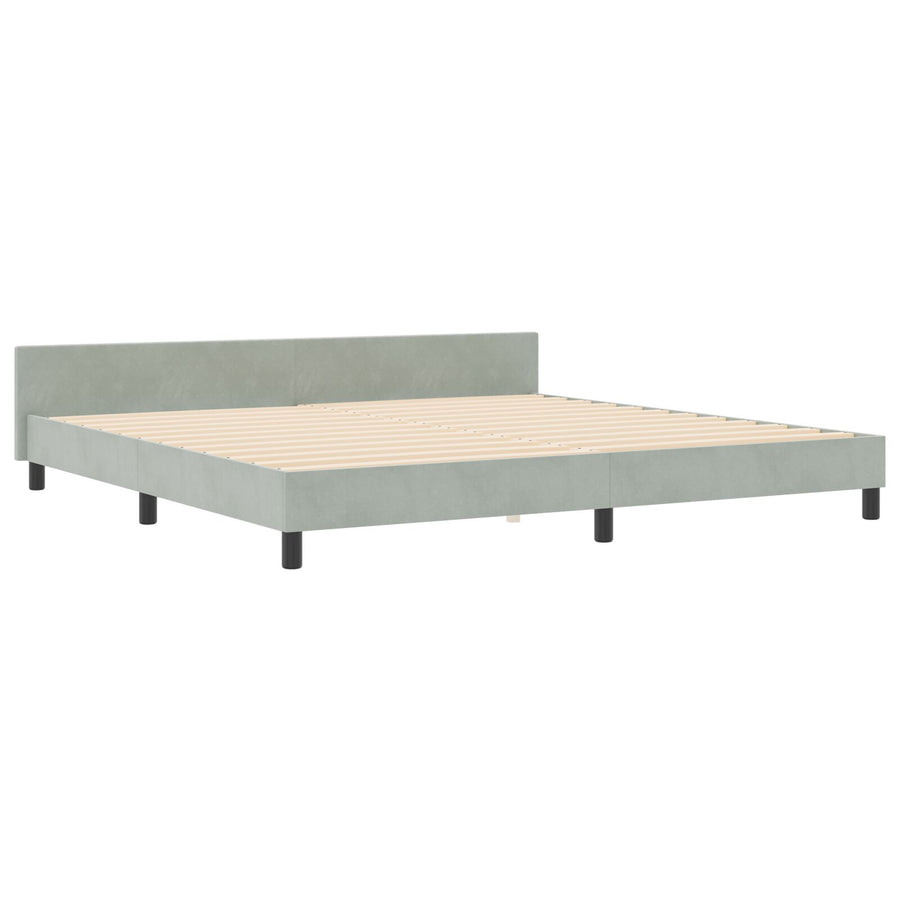 Bedframe Lichtgrijs 200X200 Cm Fluweel Crème