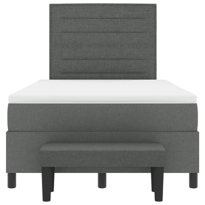 Boxspringbed Met Matras & Bank Donkergrijs 120X190 Cm Stof Blauw