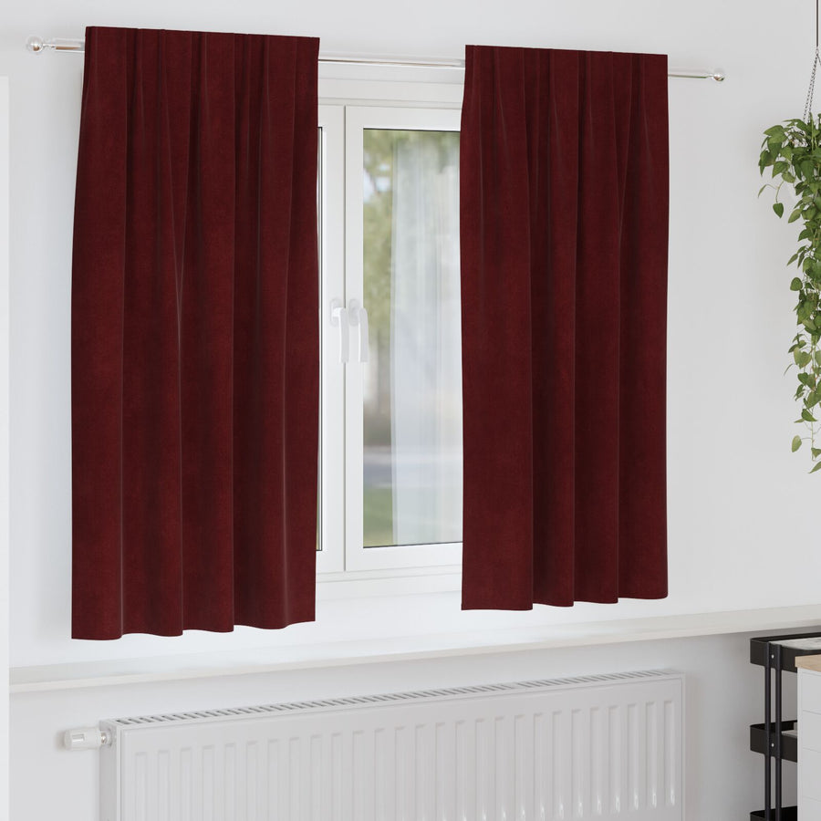 Blackout Gordijnen Met Topband 2 Stuks Fluweel Wijnrood 140 x 175 cm met ingestikte tape