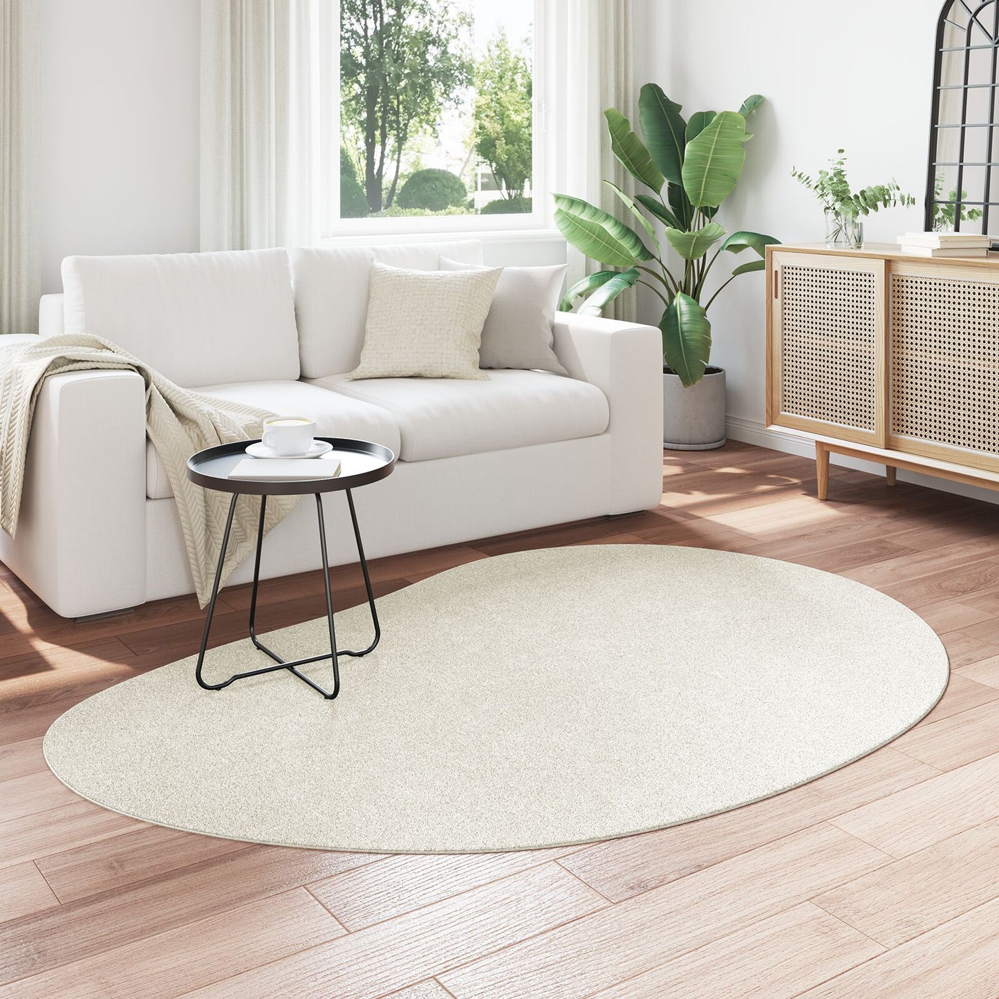 Wolkleed Polyester Anti-Slip Crème 140 x 200 cm Ovaal-Druppel